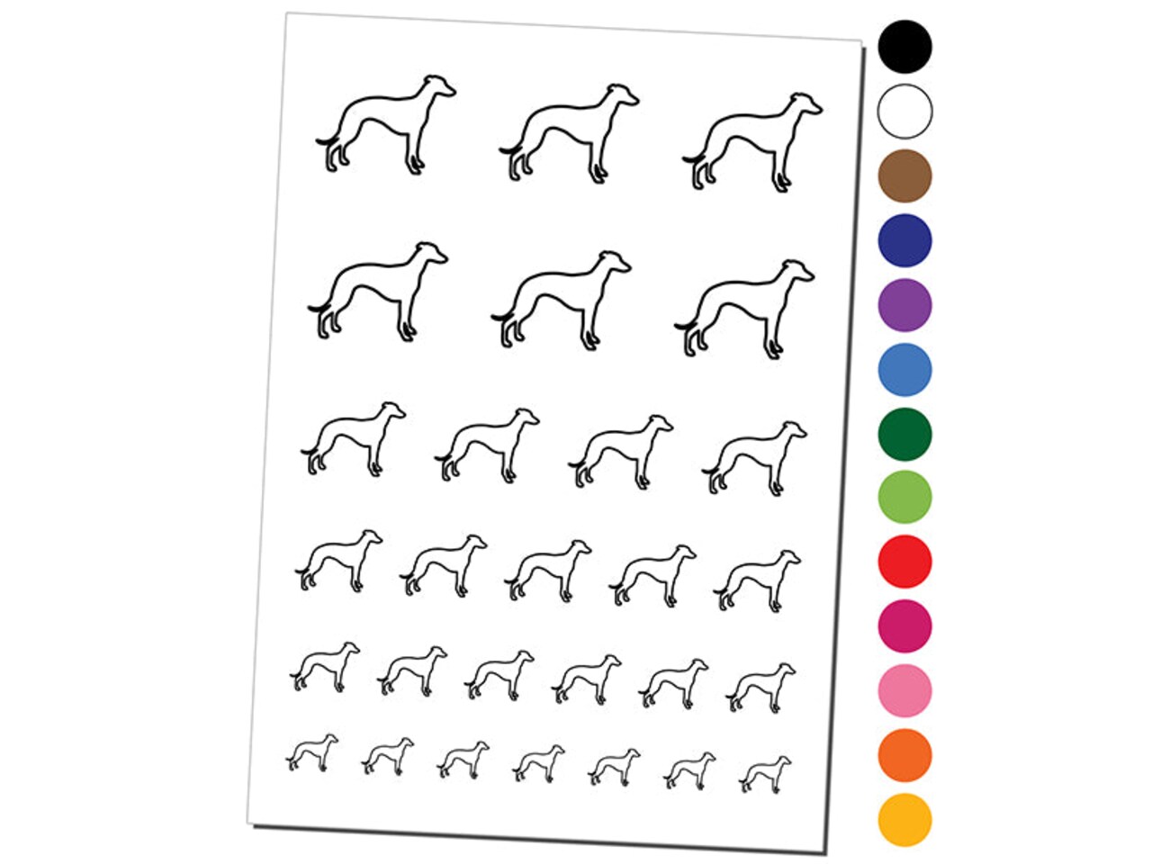 Whippet Dog Outline Temporary Tattoo Water Resistant Fake Body Art Set Collection